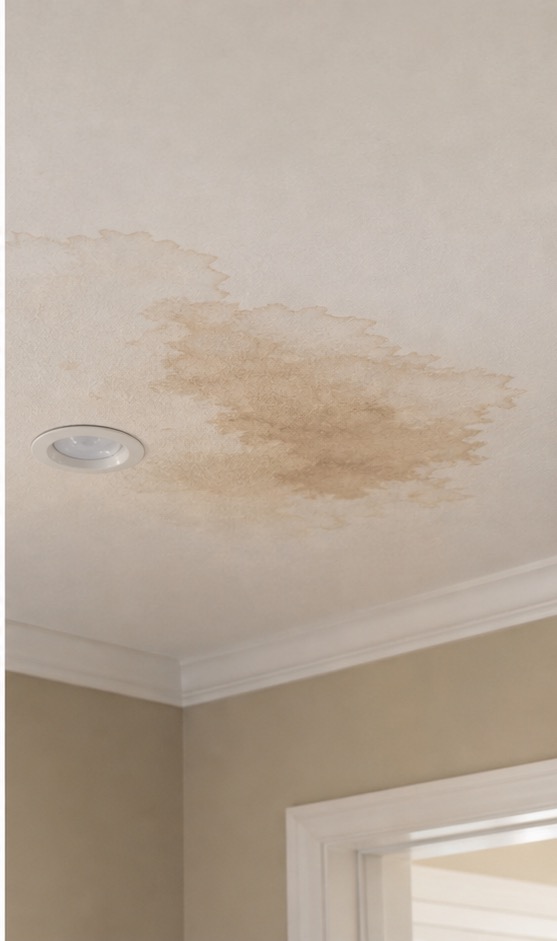 Interior ceiling stain from a roof leak