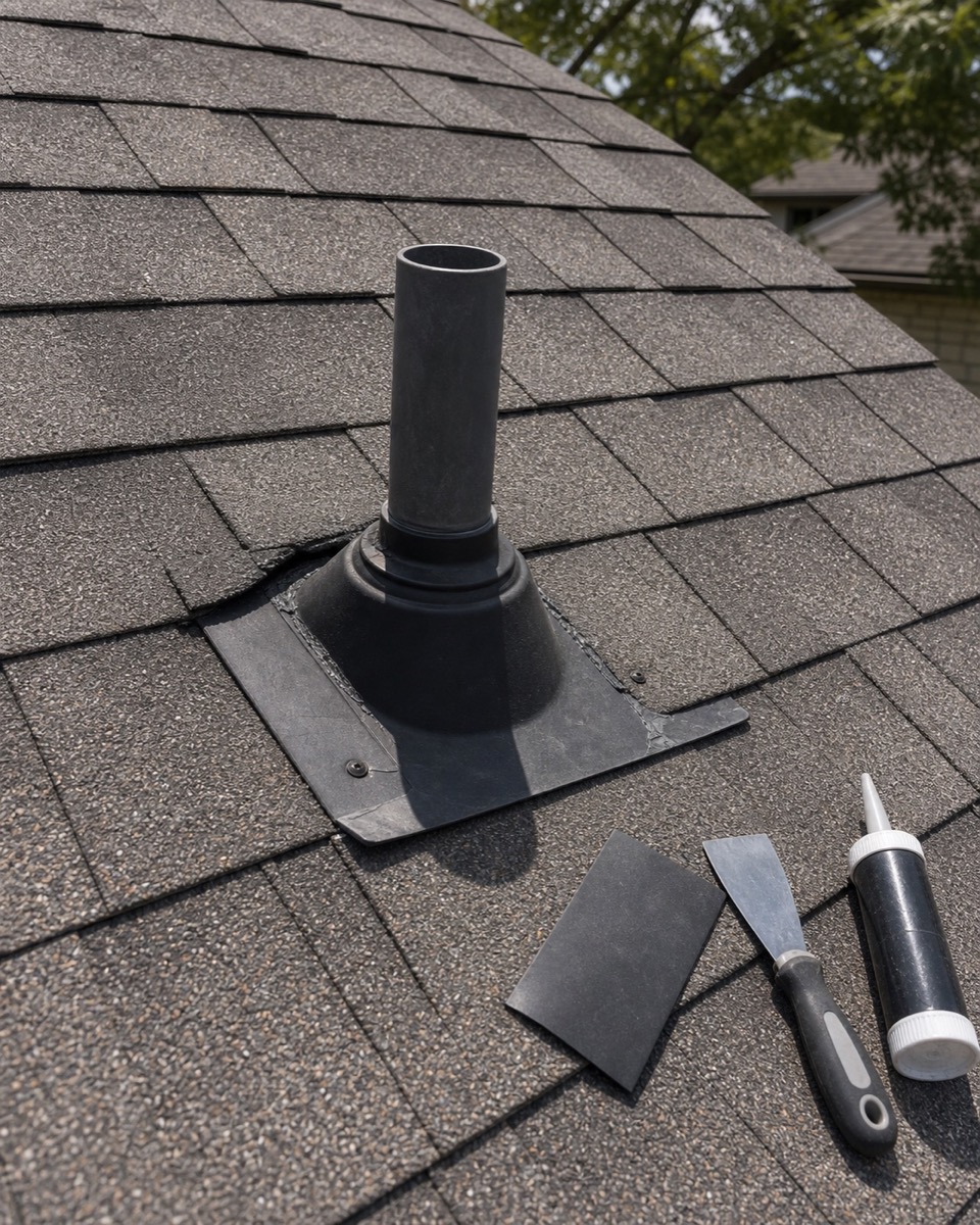 Roof flashing repair detail